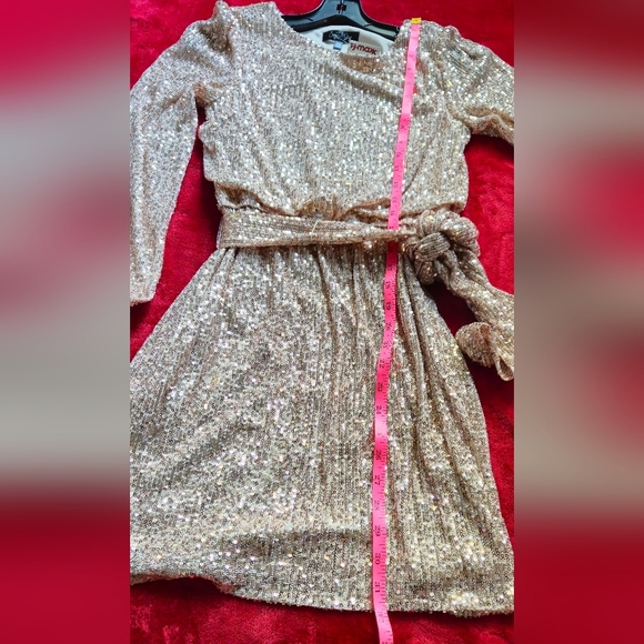 Crystal Sky Champagne Color Sequins Mini Dress - Size XS - Picture 8 of 8